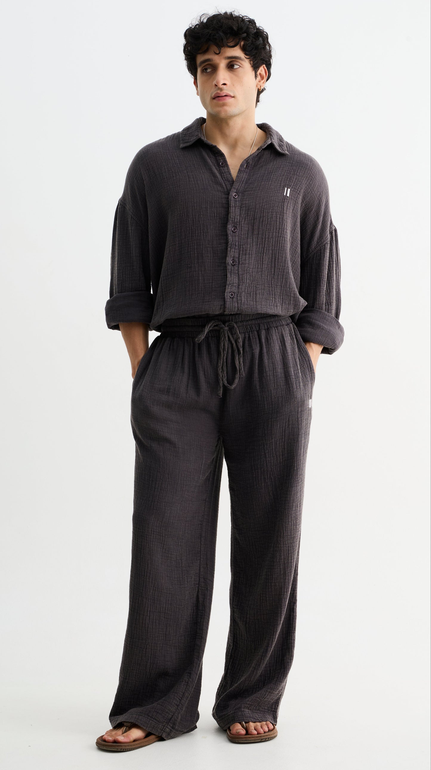 Dark Mocha Brown Gauze Cotton Pant