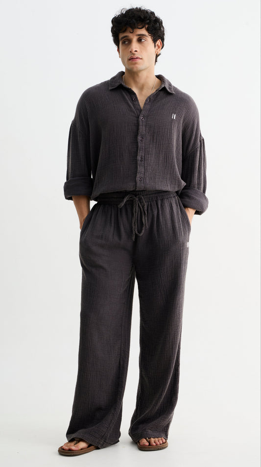 Dark Mocha Brown Gauze Cotton Pant