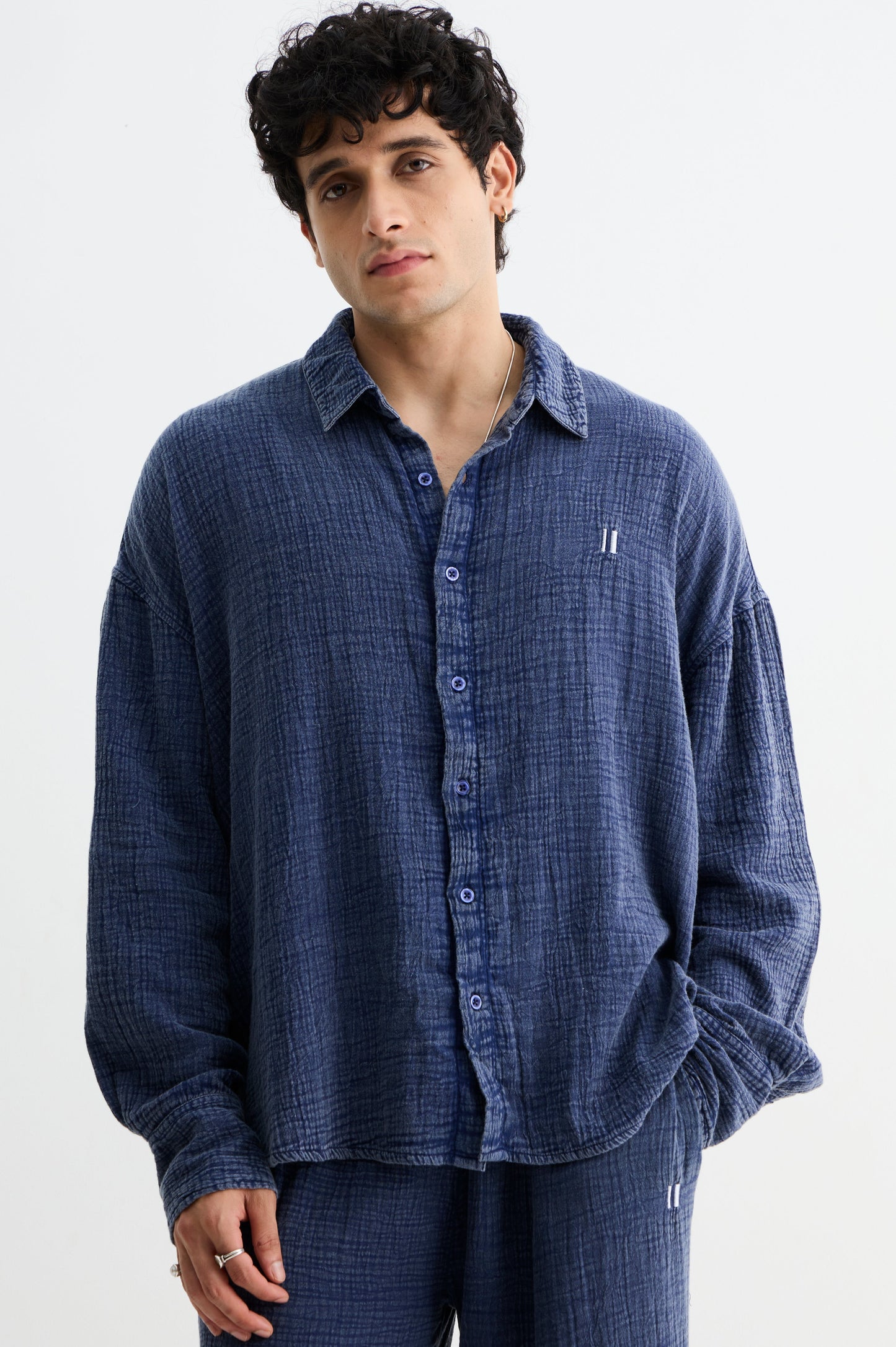 Navy Washed Gauze Cotton set