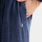 Navy Washed Gauze Cotton Pant