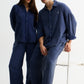 Navy Washed Gauze Cotton Pant