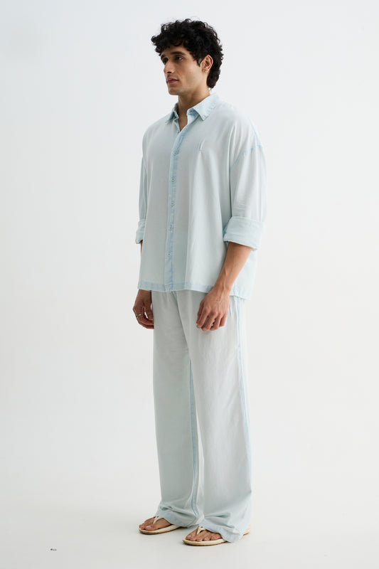 Sky Blue Washed Cotton Viscose Shirt