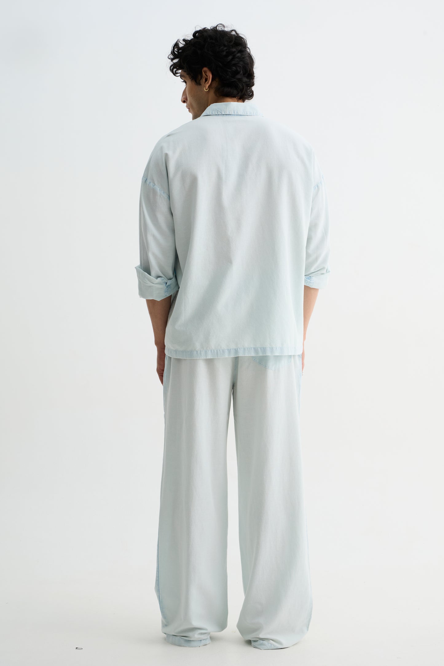 Sky Blue Washed Cotton Viscose Shirt