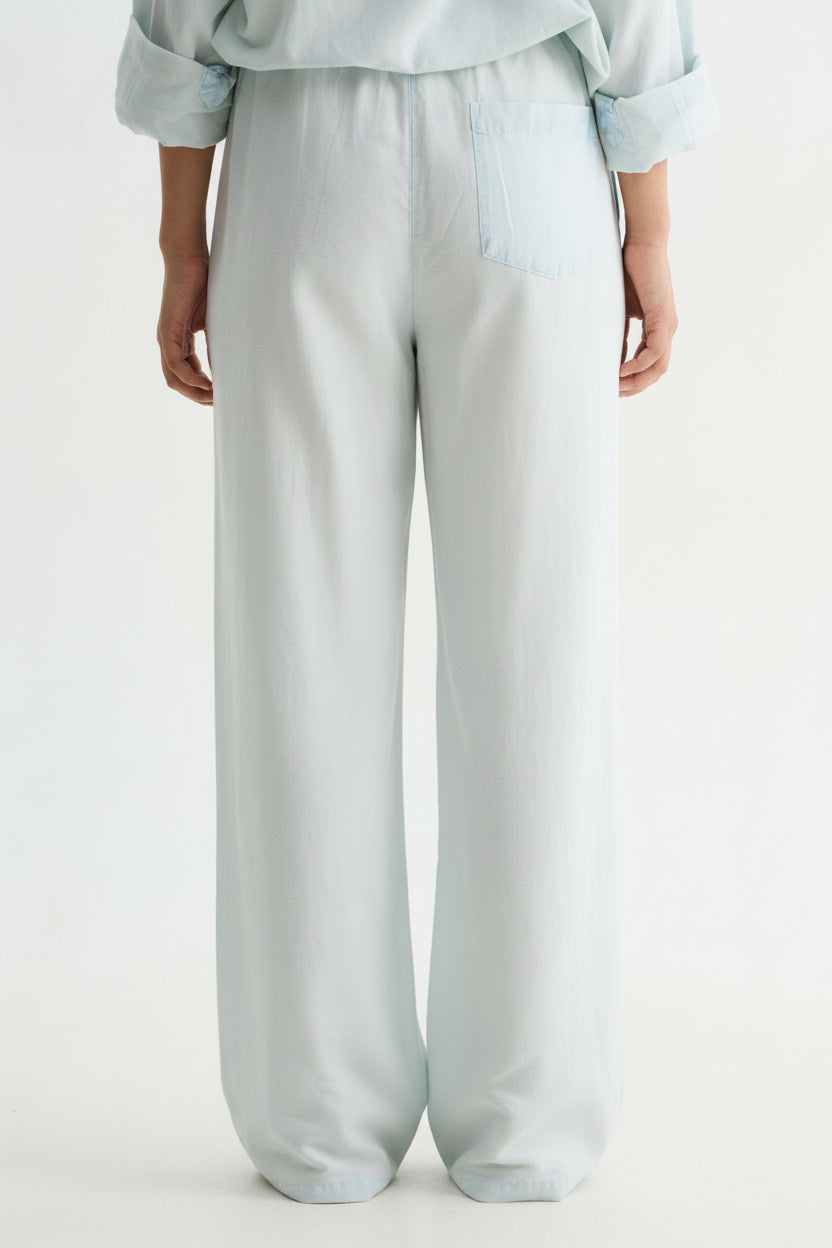 Sky Blue Washed Cotton Viscose Pant
