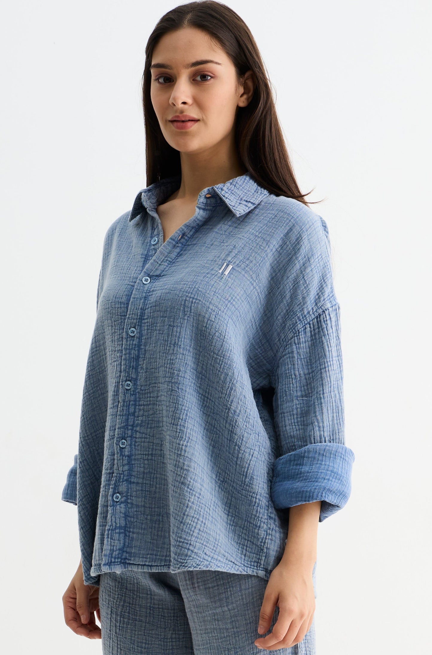 Light Blue Washed Gauze Shirt