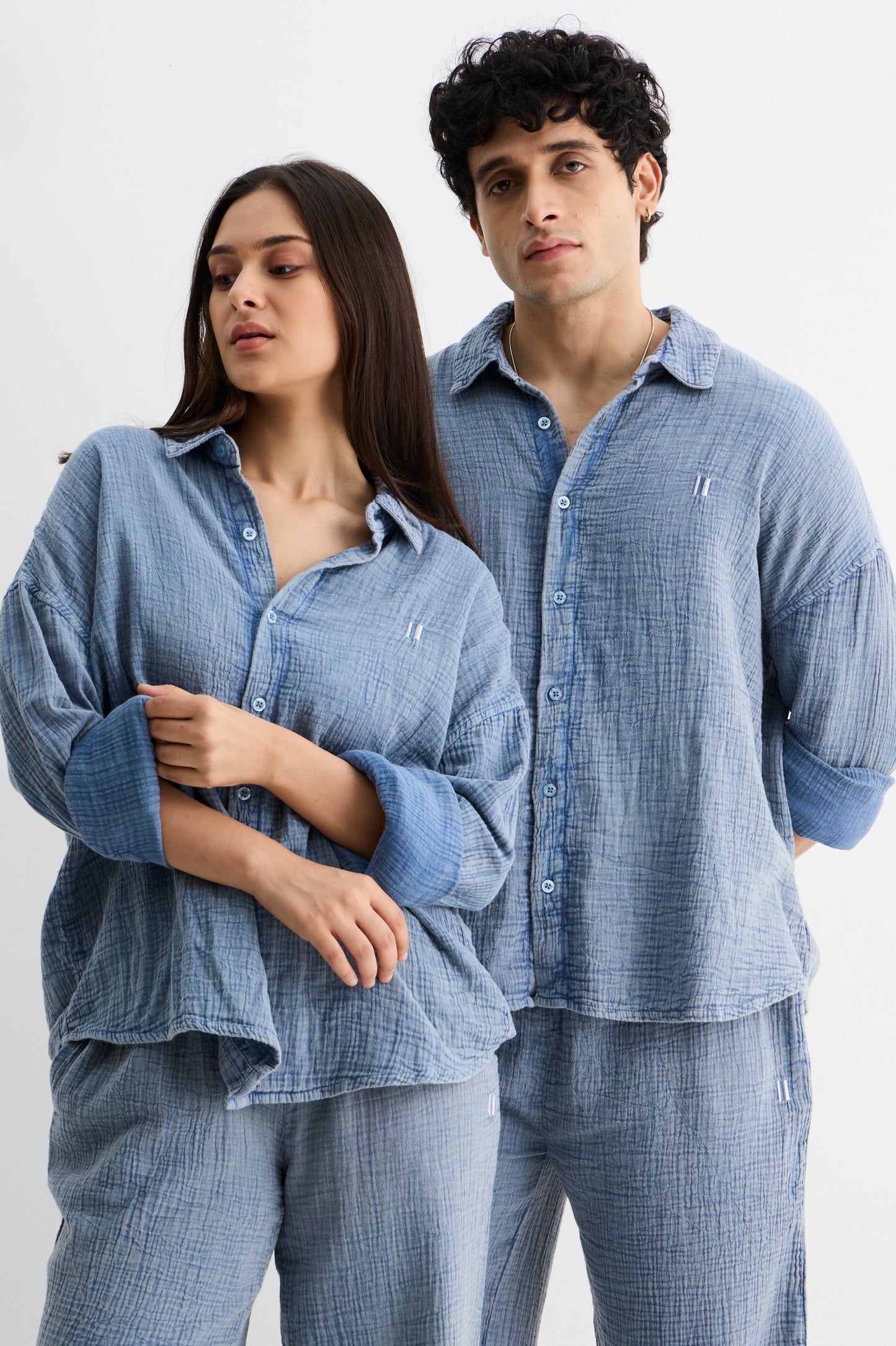 Light Blue Washed Gauze Shirt