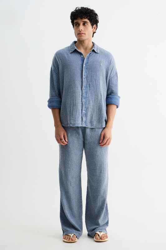 Light Blue Washed Gauze Shirt