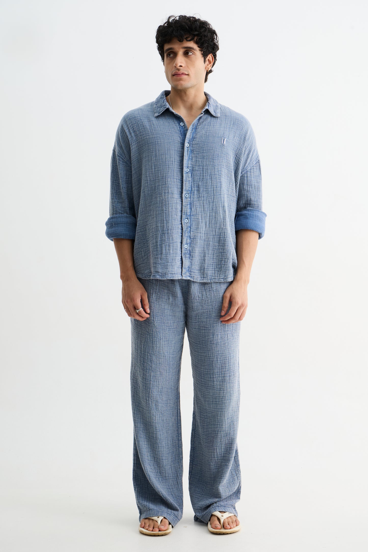 Light Blue Washed Gauze Shirt
