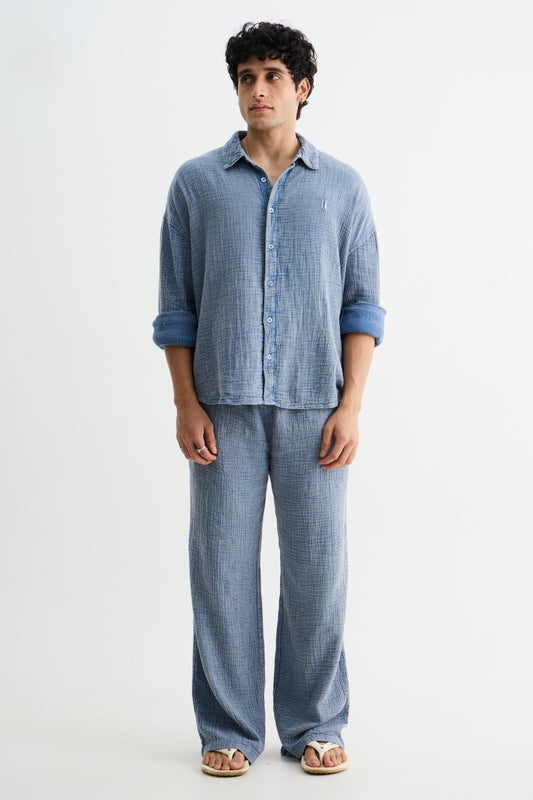 Light Blue Washed Gauze Shirt