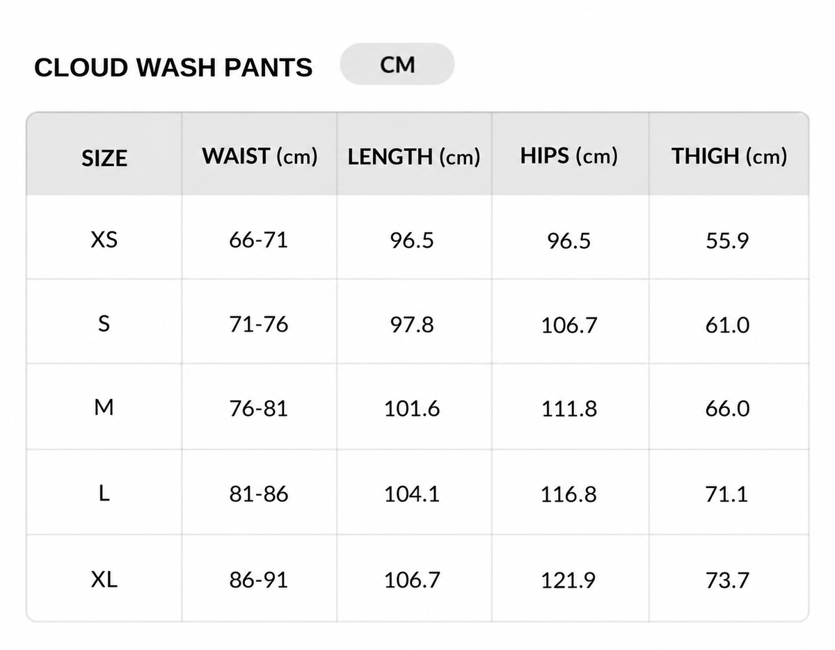 Size chart - CM