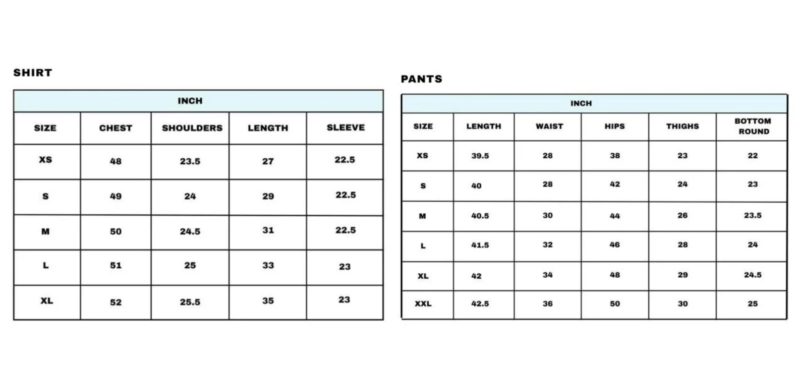 Size chart