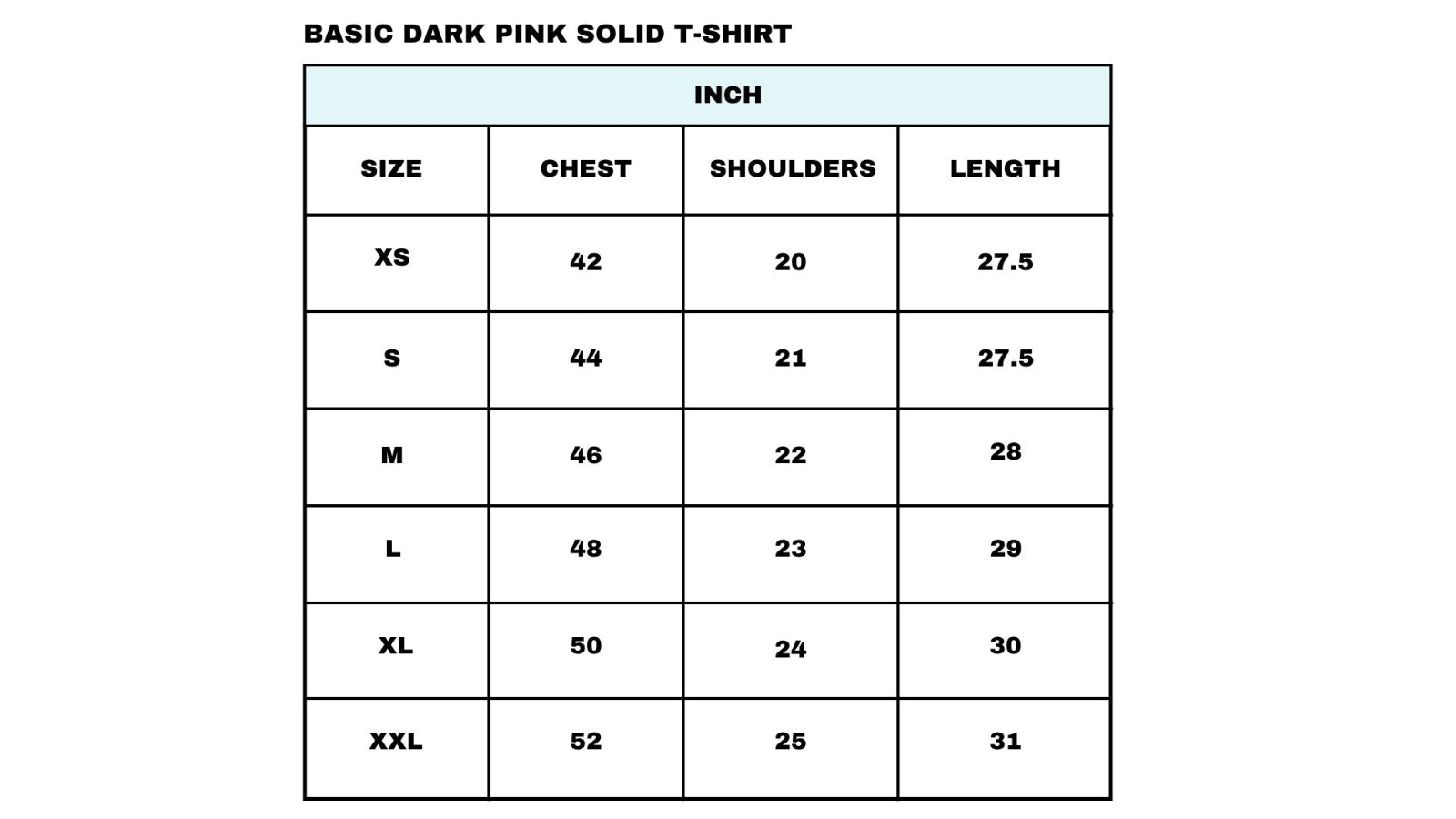 Size chart