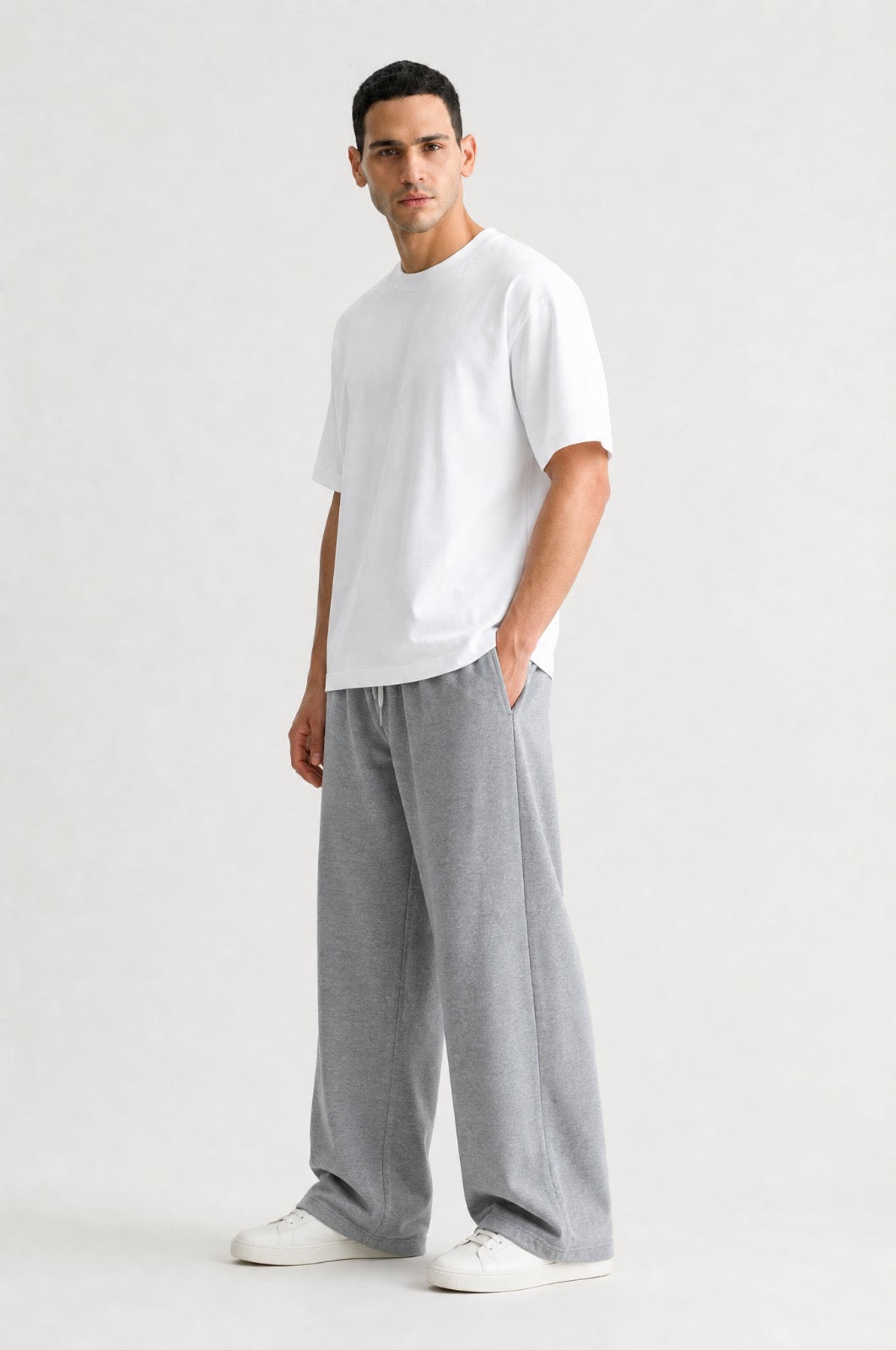 Grey Melange Baggy Joggers