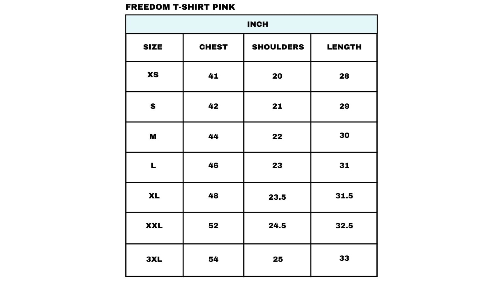 Size chart