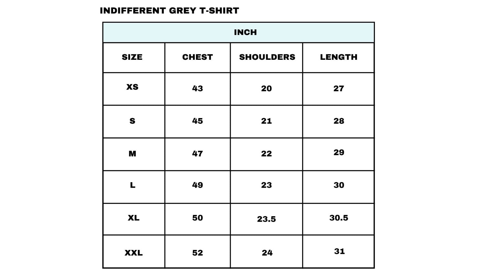 Size chart