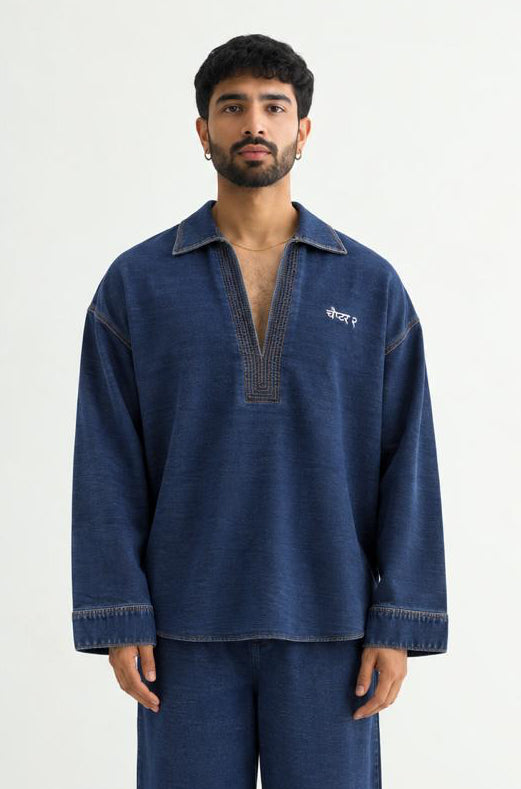 Indigo Denim Kurta - Full look