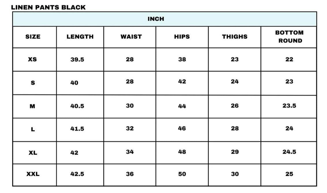 Size chart