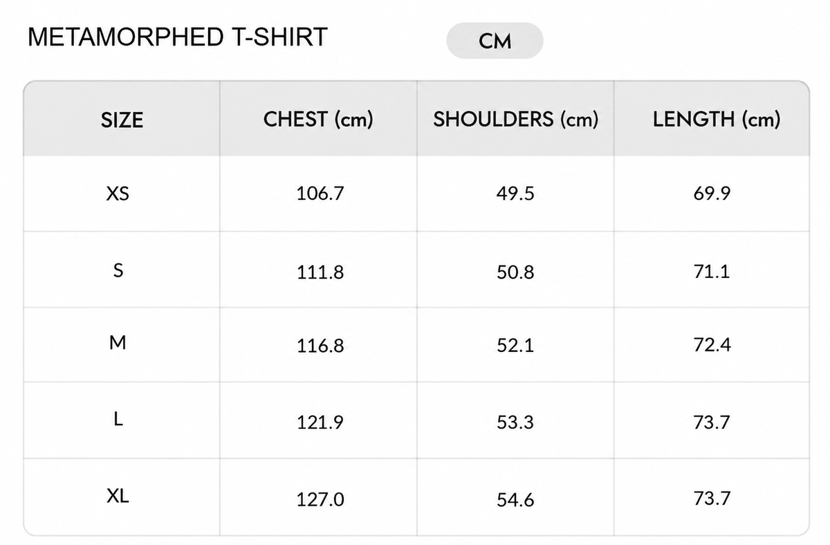 Size chart - CM
