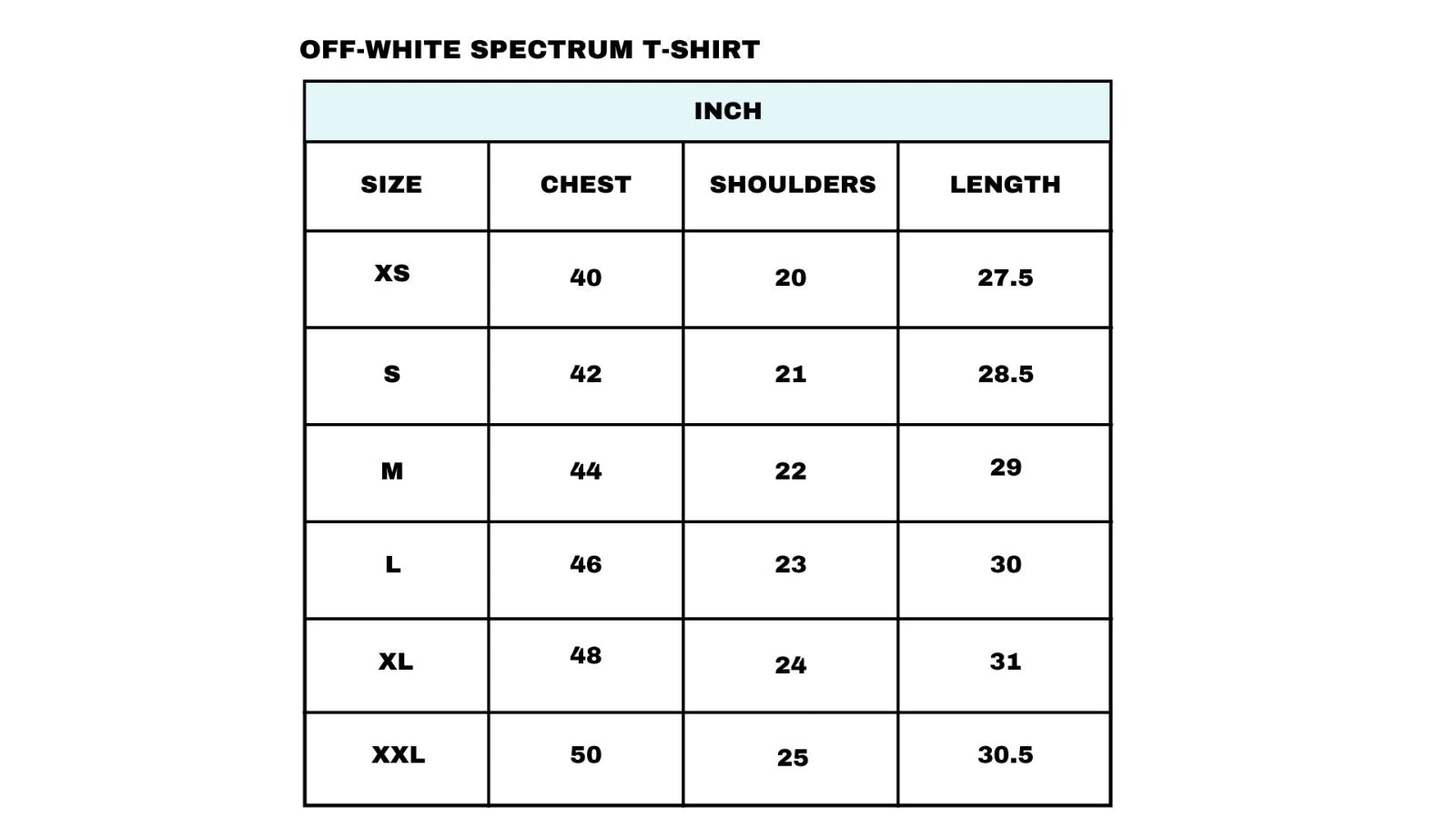 Size chart