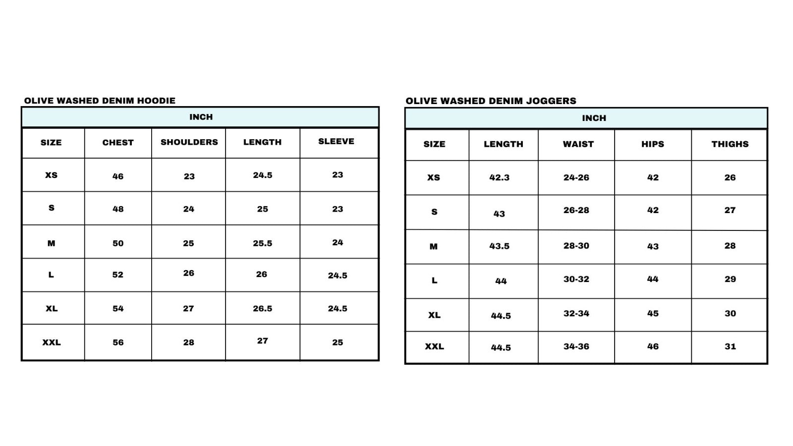 Size chart