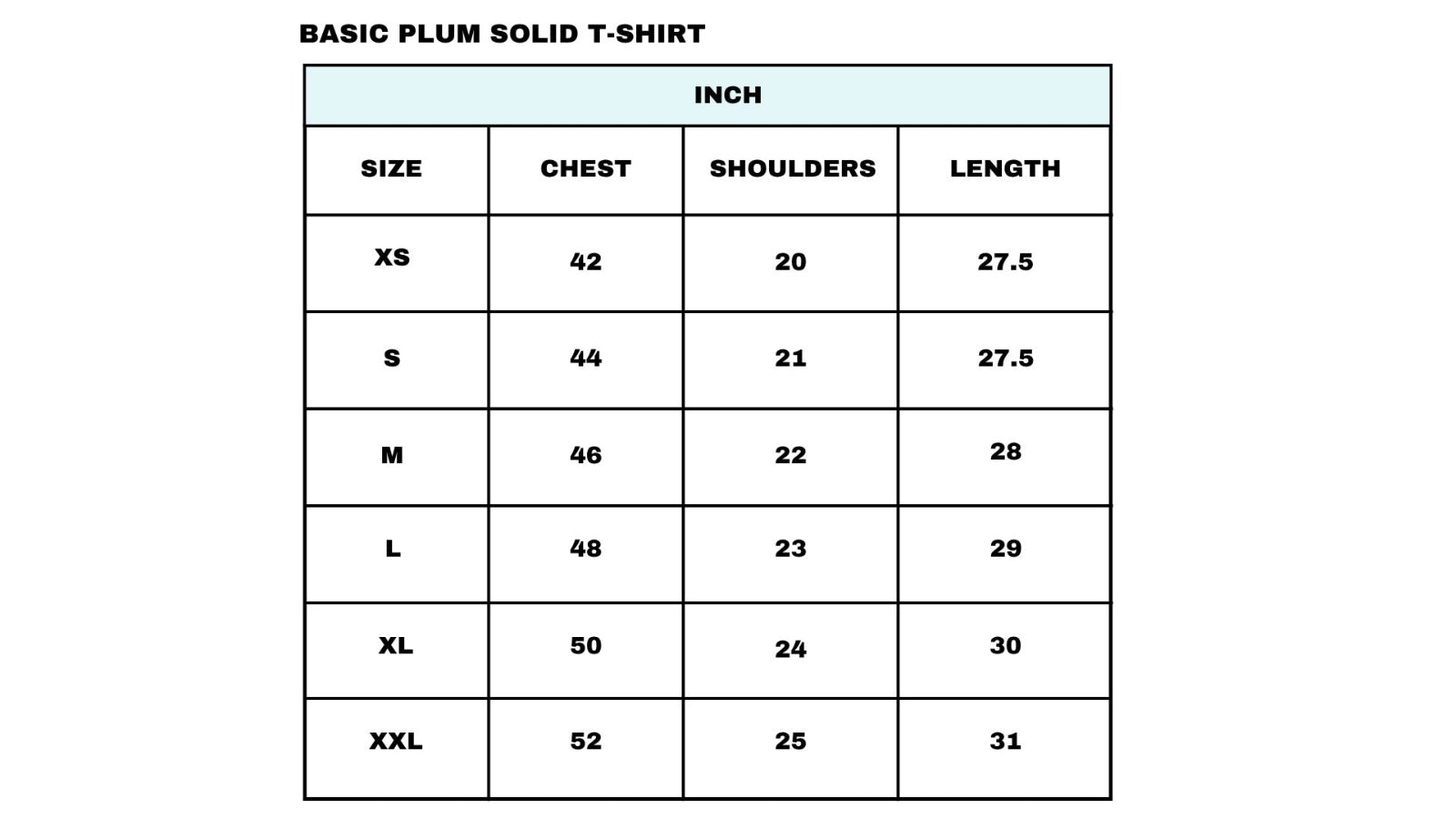 Size chart