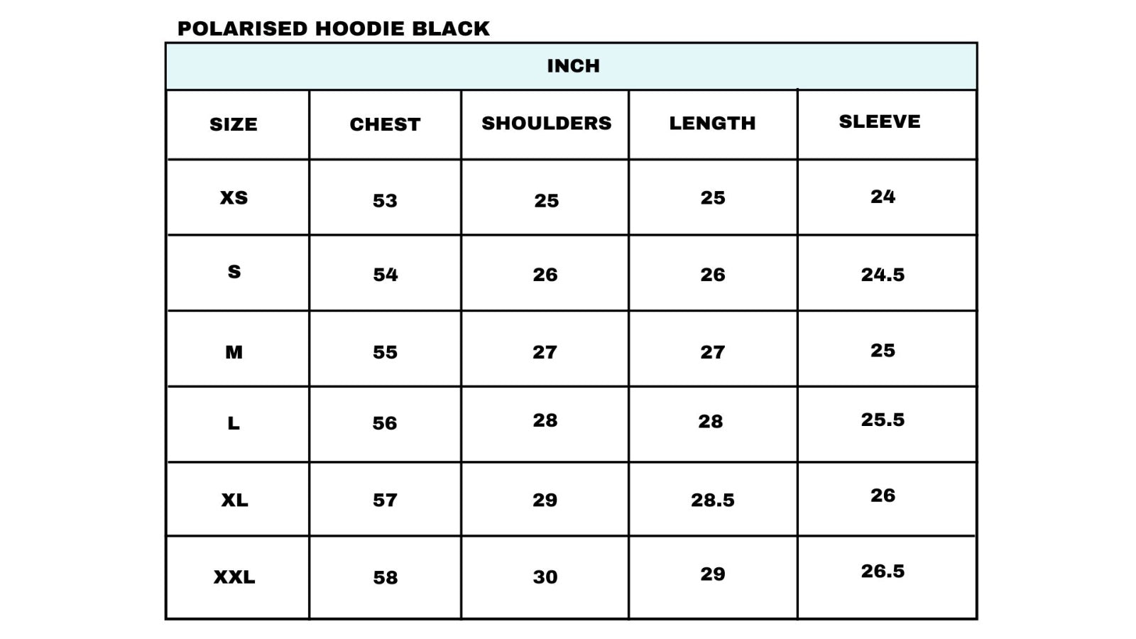 Size chart