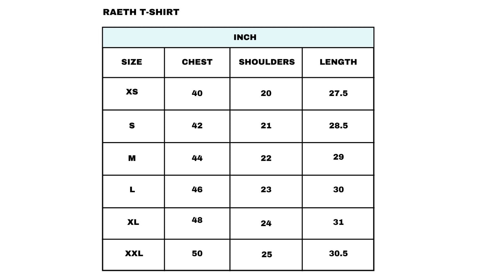 Size chart