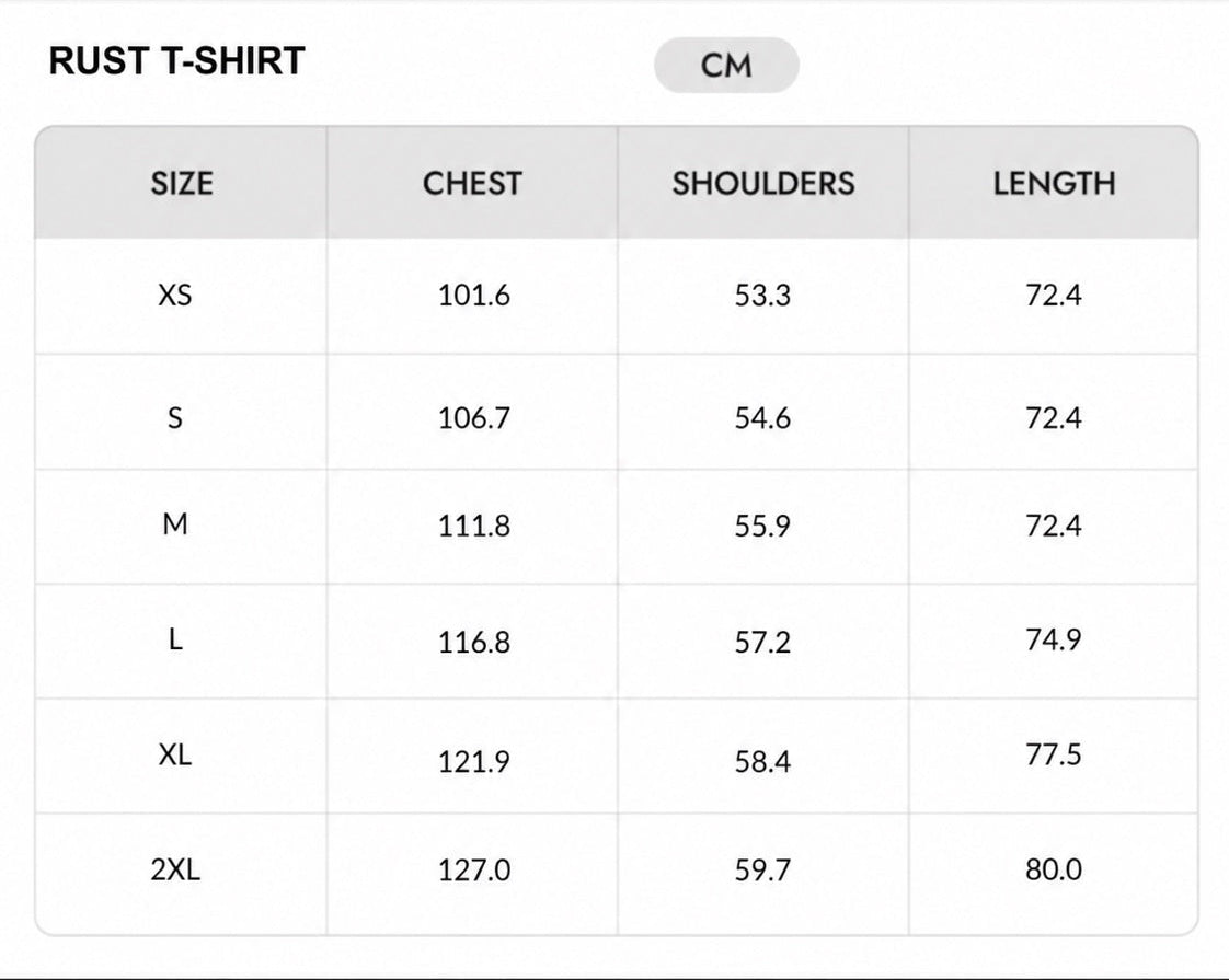 Size chart - CM