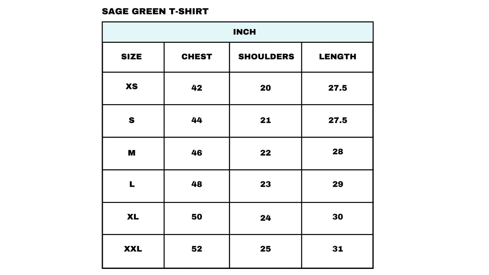 Size chart