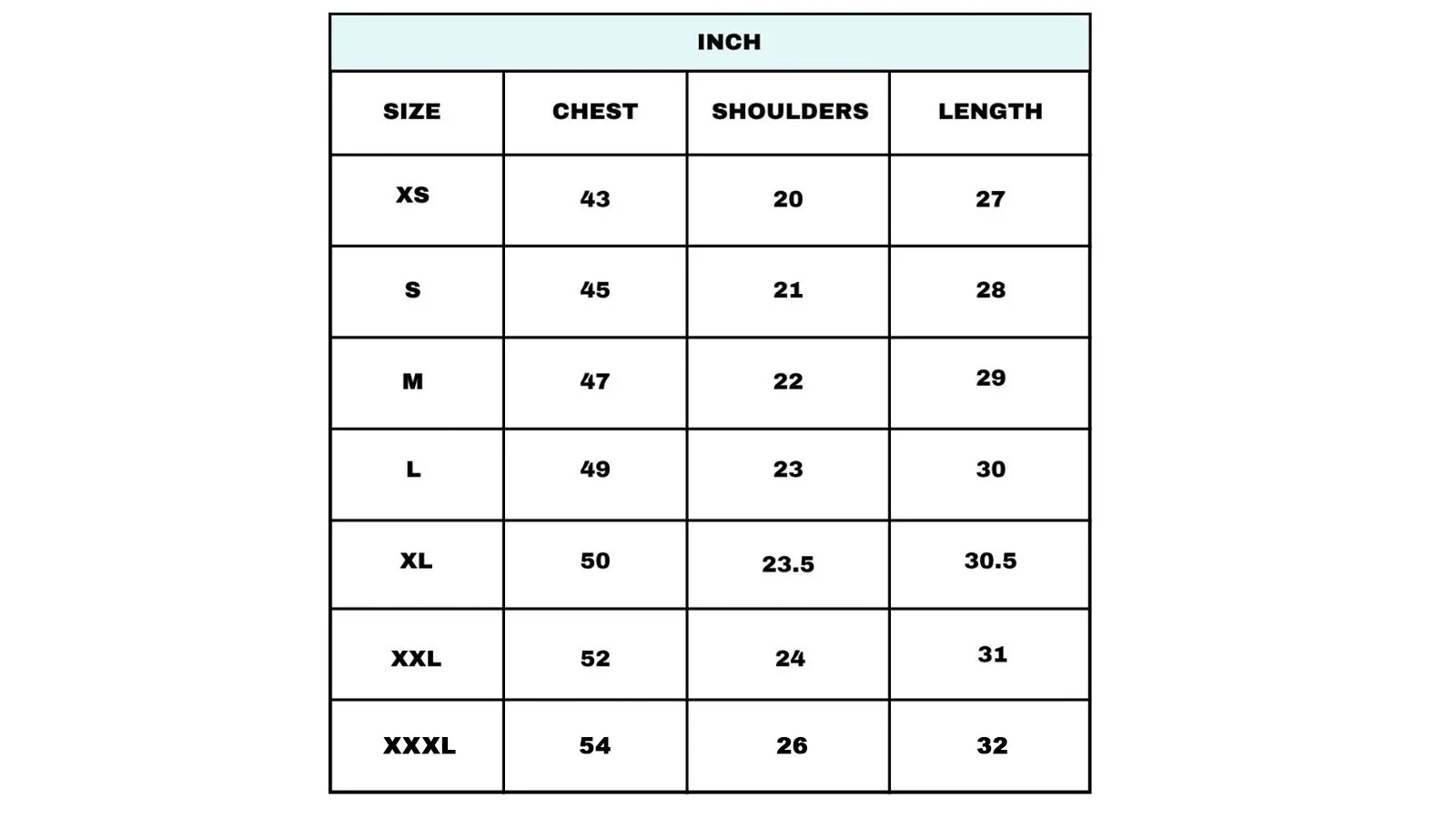 Size chart