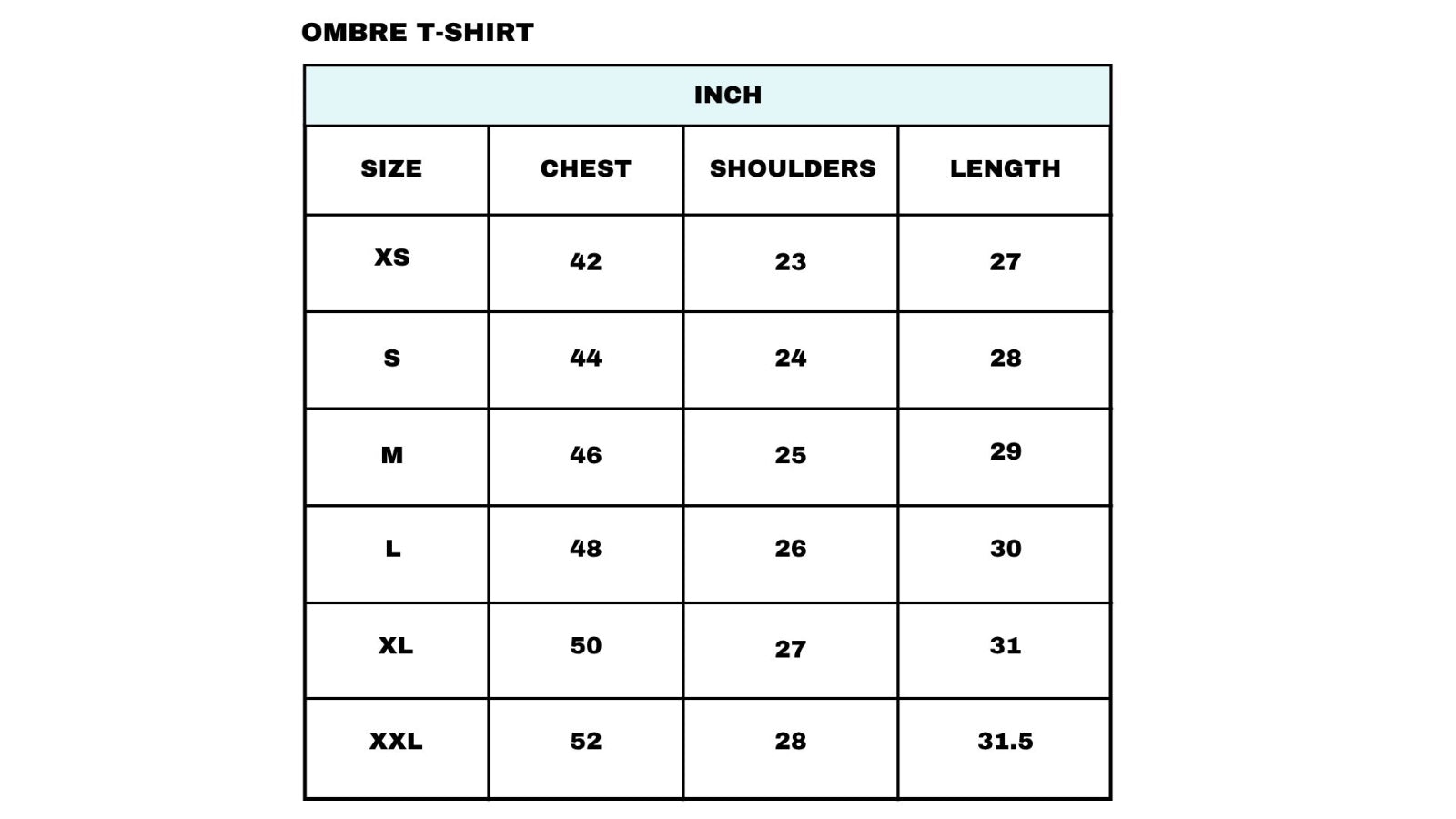 Size chart