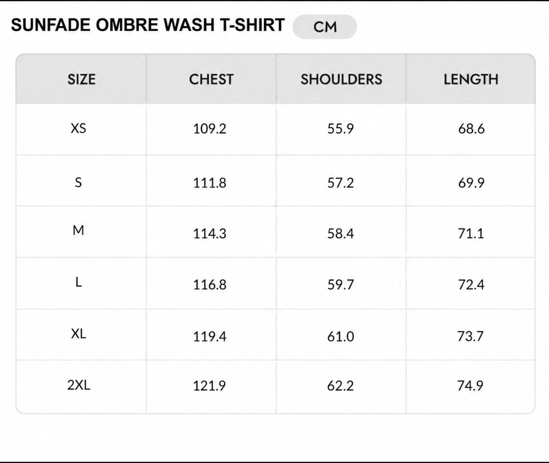 Size chart - CM