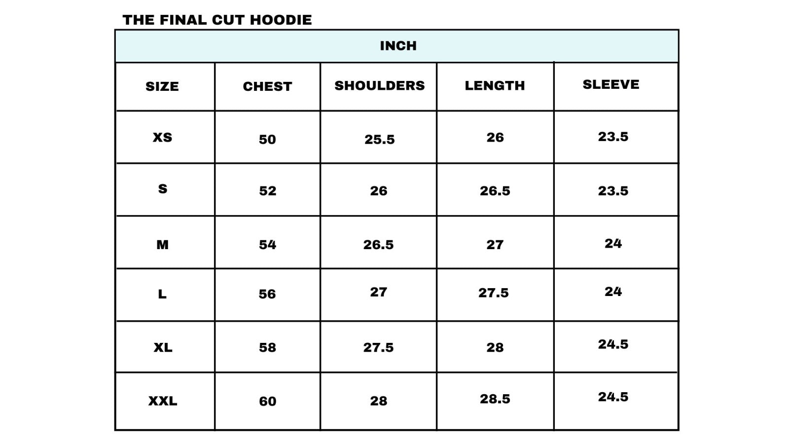 Size chart