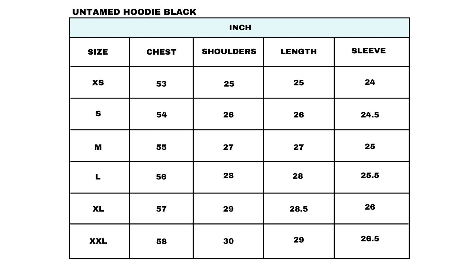 Size chart