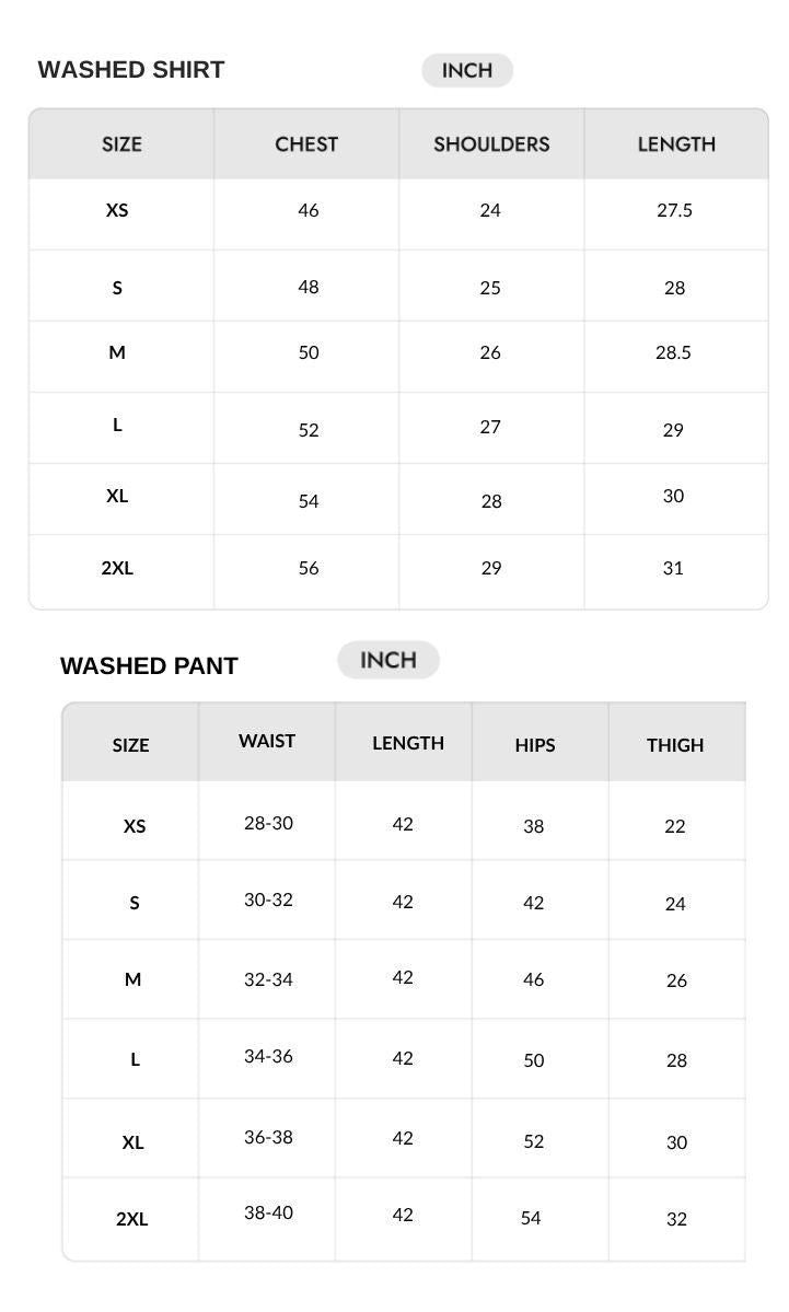 Size chart - INCH